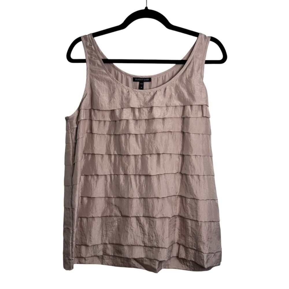 Eileen Fisher Tan Tiered Sleeveless Tank Top